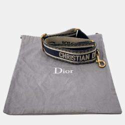 Dior Blue Canvas and Wicker Drawstring Bucket Bag