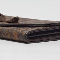 Pre Owned Dior Dark Brown Diorissimo Coated Canvas Vintage Bow Continental Wallet