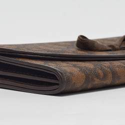 Pre Owned Dior Dark Brown Diorissimo Coated Canvas Vintage Bow Continental Wallet