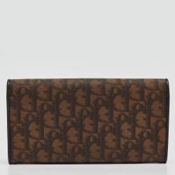 Pre Owned Dior Dark Brown Diorissimo Coated Canvas Vintage Bow Continental Wallet
