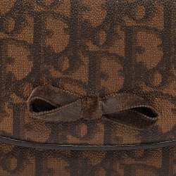 Pre Owned Dior Dark Brown Diorissimo Coated Canvas Vintage Bow Continental Wallet