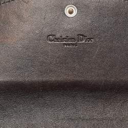 Pre Owned Dior Dark Brown Diorissimo Coated Canvas Vintage Bow Continental Wallet