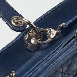 Dior Dark Blue Cannage Leather Large Lady Dior Tote