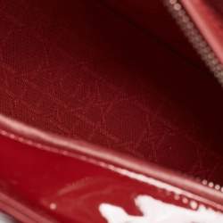 Pre Owned Dior Red Cannage Patent Leather Medium Lady Dior Tote