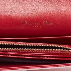Pre Owned Dior Red Cannage Patent Leather Lady Dior Chain Clutch