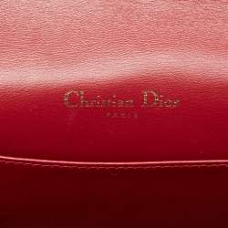 Pre Owned Dior Red Cannage Patent Leather Lady Dior Chain Clutch
