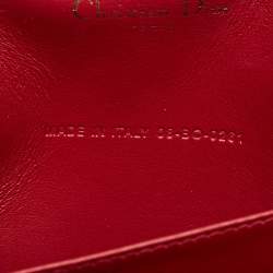 Pre Owned Dior Red Cannage Patent Leather Lady Dior Chain Clutch