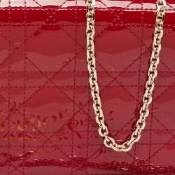 Pre Owned Dior Red Cannage Patent Leather Lady Dior Chain Clutch