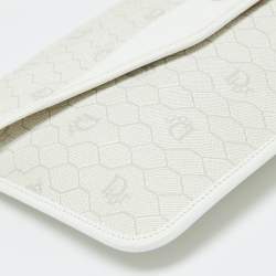 Pre Owned Dior Off White Honeycomb Monogram Coated Canvas and Leather Clutch