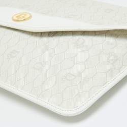 Pre Owned Dior Off White Honeycomb Monogram Coated Canvas and Leather Clutch