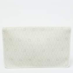 Pre Owned Dior Off White Honeycomb Monogram Coated Canvas and Leather Clutch