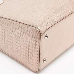 Pre Owned Dior Metallic Rose Gold Microcannage Patent Leather Medium Lady Dior Tote