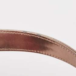 Pre Owned Dior Metallic Rose Gold Microcannage Patent Leather Medium Lady Dior Tote