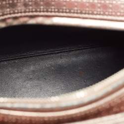 Pre Owned Dior Metallic Rose Gold Microcannage Patent Leather Medium Lady Dior Tote