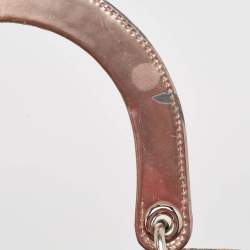 Pre Owned Dior Metallic Rose Gold Microcannage Patent Leather Medium Lady Dior Tote