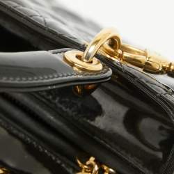 Pre Owned Dior Black Cannage Patent Leather Medium Lady Dior Tote