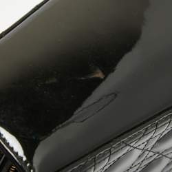 Pre Owned Dior Black Cannage Patent Leather Medium Lady Dior Tote