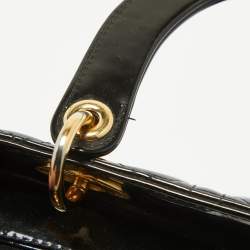 Pre Owned Dior Black Cannage Patent Leather Medium Lady Dior Tote