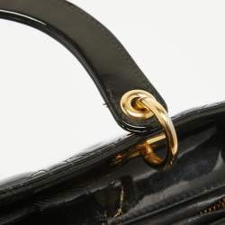 Pre Owned Dior Black Cannage Patent Leather Medium Lady Dior Tote
