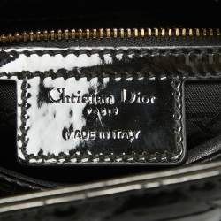 Pre Owned Dior Black Cannage Patent Leather Medium Lady Dior Tote