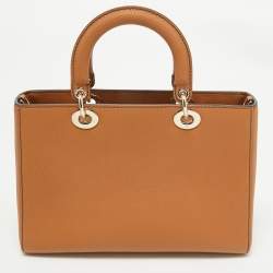 Pre Owned Dior Brandy Leather Medium Lady D-Sire My ABCDior Tote