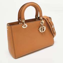 Pre Owned Dior Brandy Leather Medium Lady D-Sire My ABCDior Tote