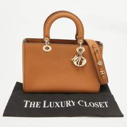 Pre Owned Dior Brandy Leather Medium Lady D-Sire My ABCDior Tote