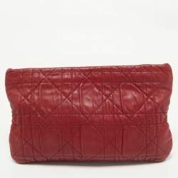 Pre Owned Dior Red Cannage Leather Oversized Rosette Clutch