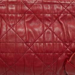 Pre Owned Dior Red Cannage Leather Oversized Rosette Clutch