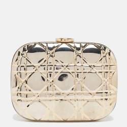 Dior Gold Cannage Metal Frame Clutch
