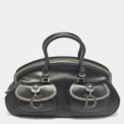 Pre Owned Dior Black Leather Detective Satchel