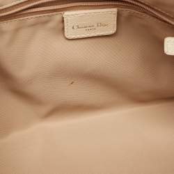 Dior Beige Diorissimo Coated Canvas Flower Embroidered Boston Bag