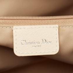 Dior Beige Diorissimo Coated Canvas Flower Embroidered Boston Bag