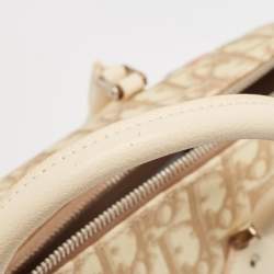 Dior Beige Diorissimo Coated Canvas Flower Embroidered Boston Bag