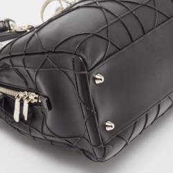 Pre Owned Dior Black Macrocannage Leather Soft Chain Tote