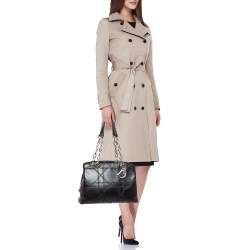 Pre Owned Dior Black Macrocannage Leather Soft Chain Tote