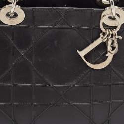 Pre Owned Dior Black Macrocannage Leather Soft Chain Tote