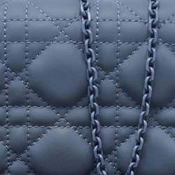 Pre Owned Dior Blue Matte Cannage Leather Wallet on Chain