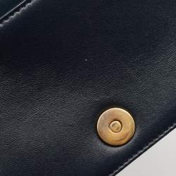 Pre Owned Dior Navy Blue Leather Leather Diorama Wallet On Chain