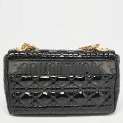 Pre Owned Dior Black Cannage Patent Leather Medium Caro Shoulder Bag