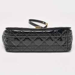 Pre Owned Dior Black Cannage Patent Leather Medium Caro Shoulder Bag