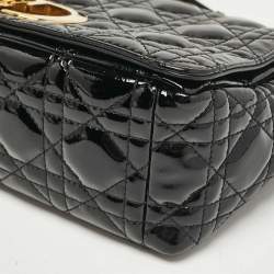 Pre Owned Dior Black Cannage Patent Leather Medium Caro Shoulder Bag