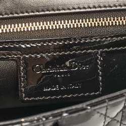 Pre Owned Dior Black Cannage Patent Leather Medium Caro Shoulder Bag