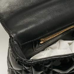 Pre Owned Dior Black Cannage Patent Leather Medium Caro Shoulder Bag