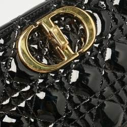 Pre Owned Dior Black Cannage Patent Leather Medium Caro Shoulder Bag