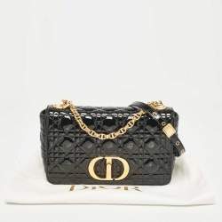 Pre Owned Dior Black Cannage Patent Leather Medium Caro Shoulder Bag