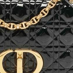 Pre Owned Dior Black Cannage Patent Leather Medium Caro Shoulder Bag