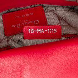  Dior Red Leather Lambskin Cannage Lady Dior Mini Bag