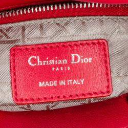  Dior Red Leather Lambskin Cannage Lady Dior Mini Bag