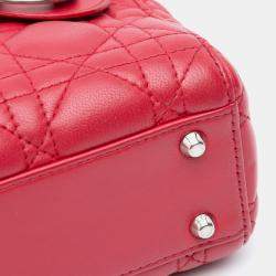  Dior Red Leather Lambskin Cannage Lady Dior Mini Bag